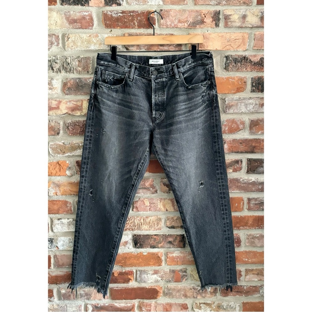 Moussy | Vintage Gray Black Distressed Jeans Raw Hem Japan